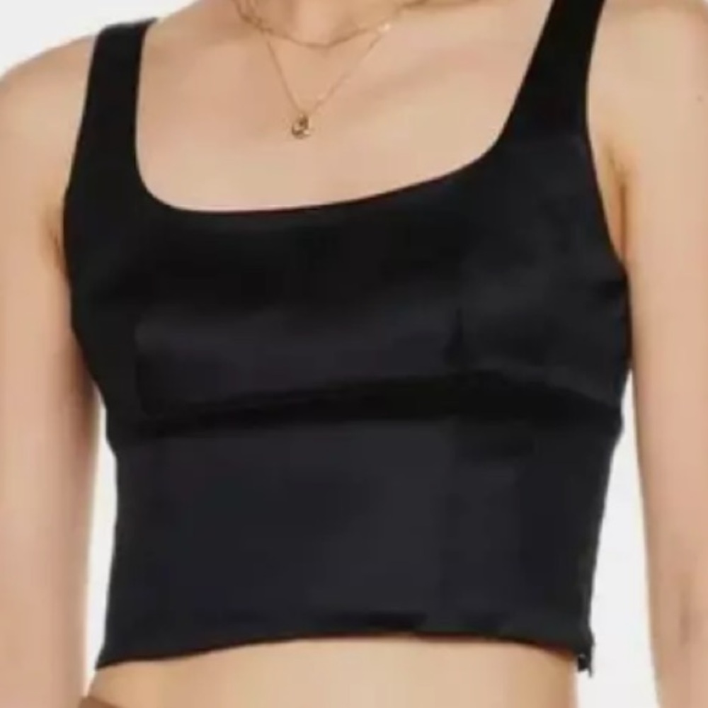 Aritzia Wilfred satin shine black corset small bustier